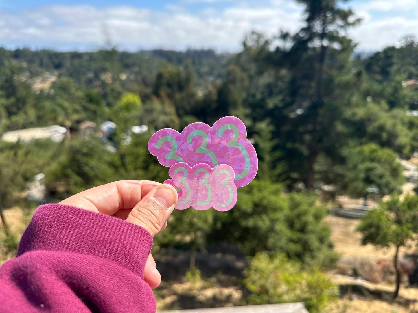 Angel Number 333 Holographic Sticker | Handmade Spiritual Manifestation Waterproof Vinyl Sticker