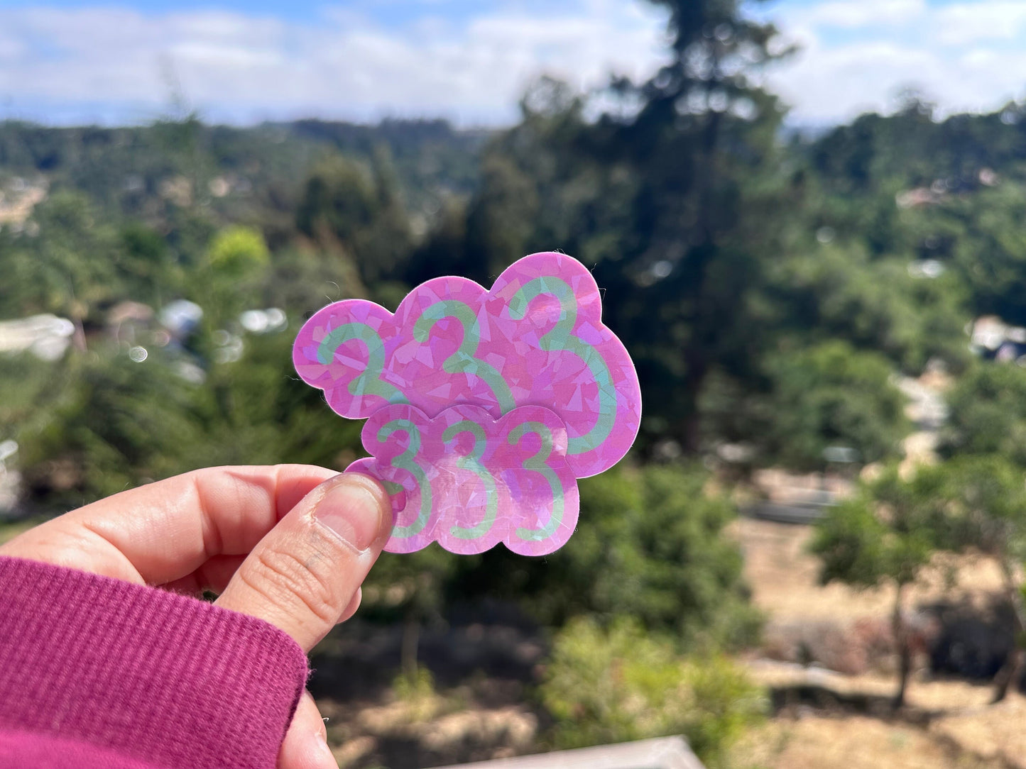 Angel Number 333 Holographic Sticker | Handmade Spiritual Manifestation Waterproof Vinyl Sticker