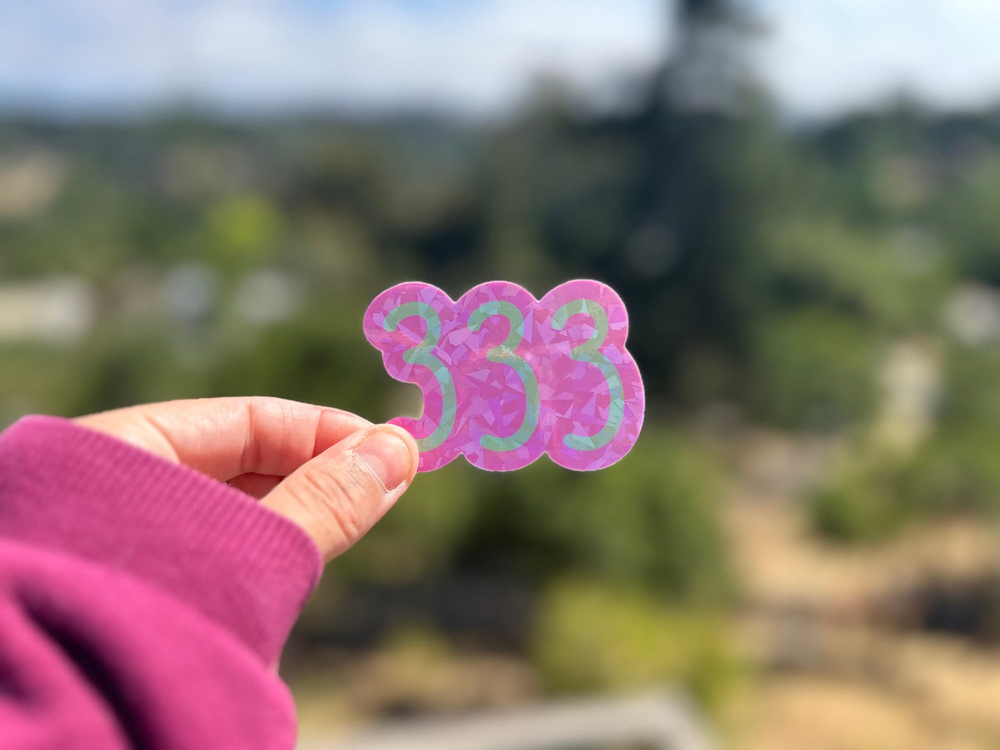 Angel Number 333 Holographic Sticker | Handmade Spiritual Manifestation Waterproof Vinyl Sticker