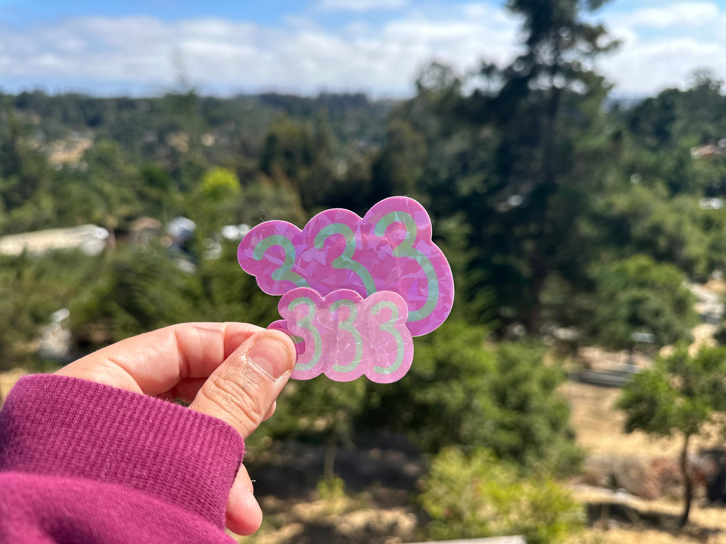 Angel Number 333 Holographic Sticker | Handmade Spiritual Manifestation Waterproof Vinyl Sticker